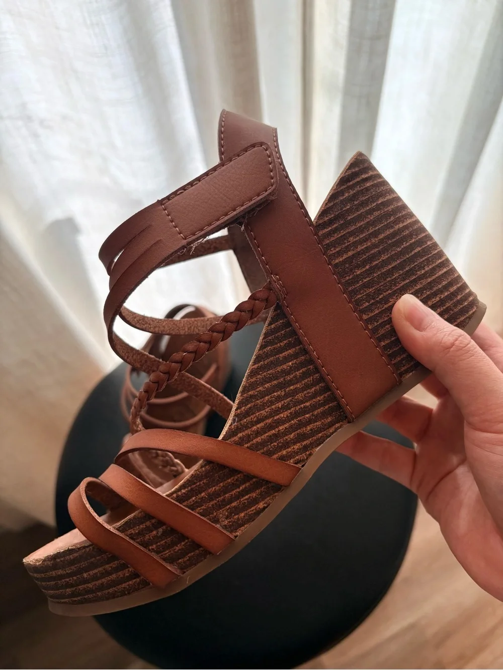 Blowfish Malibu Heidi Wood Platform MultiStrap Wedge Sandals | Women’s Size 6